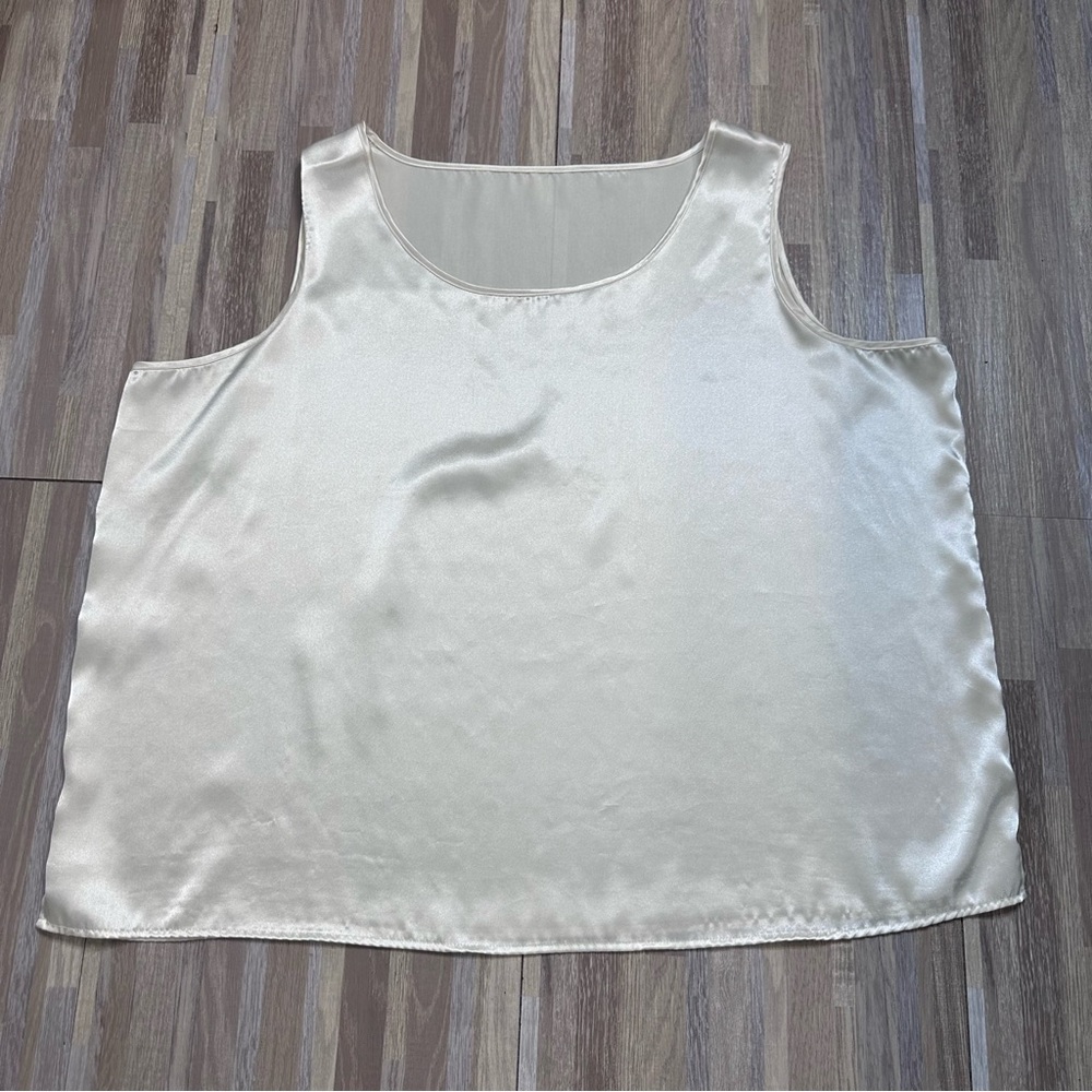 Elegant Cream Vintage Satin Women's Top Plus Size XXL
